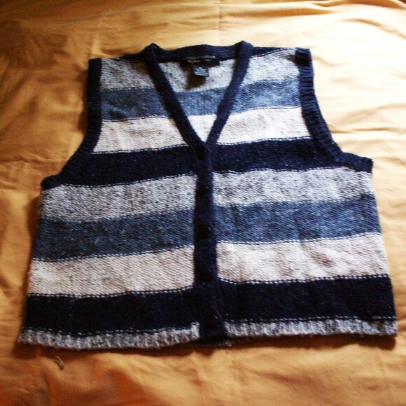SWEET WOVEN EARTHY TONES CARDIGAN VEST M - Picture 1 of 2